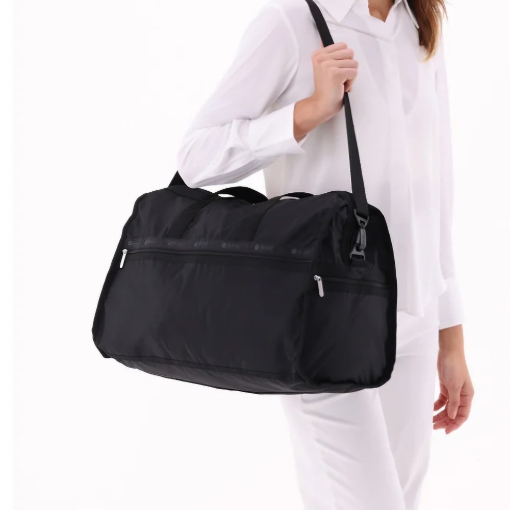 VTG LeSportsac Large Deluxe Weekender Made In USA Color Black